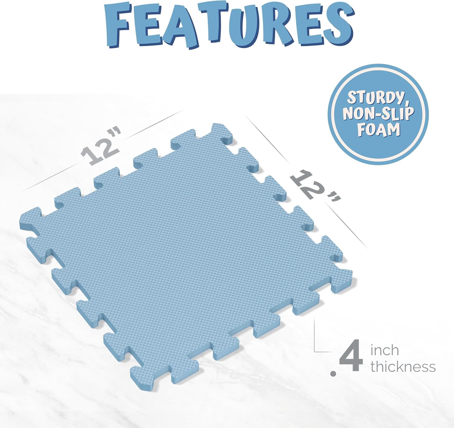ToyVelt Foam Puzzle Floor Mat for Kids – 32 TilesMultiColor Interlocking Play Mat (Blue Brown Beige)