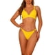 thumbnail image 1 of Conjuntos de bikini de triángulo de 2 piezas para mujer, con anillo, tirantes anchos ajustables, cierre en la espalda, trajes de baño acanalados, tamaño X-Small, color amarillo, 1 of 5