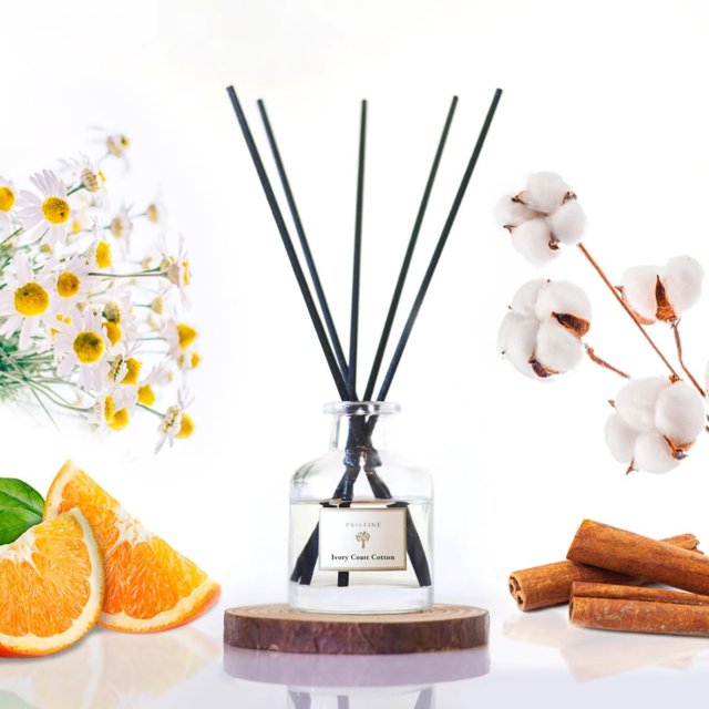PRISTINE Ivory Coast Clean Cotton Scented/Inspired by Hyatt Reed Diffuser for Home | Clean Blend of Chamomile, Musk Reed Diffuser Set, Oil & Reed Diffuser Sticks Home & Office Decor, Fragrance Gift