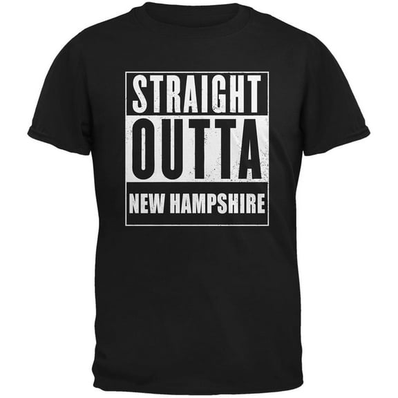Straight Outta New Hampshire Black Adult T-Shirt - X-Large