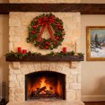thumbnail image 5 of 24 Inch Pre-lit Christmas Wreath with Buffalo Plaid Bow, LED Lighted Artificial Wreath with Pinecones & Berries for Front Door, Outdoor Indoor Xmas Holiday Decor with Timer, 5 of 7