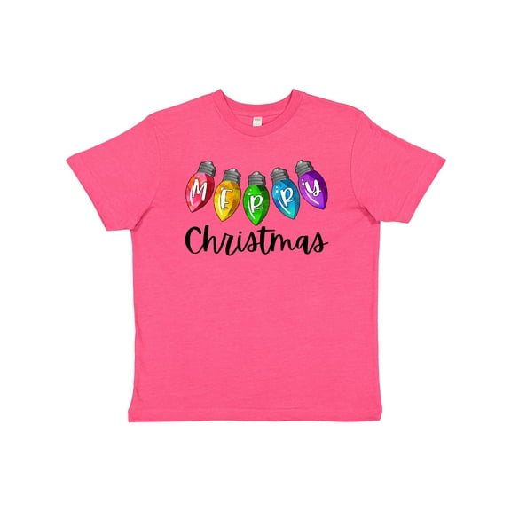 Inktastic Merry Christmas Rainbow Holiday Lights Youth T-Shirt