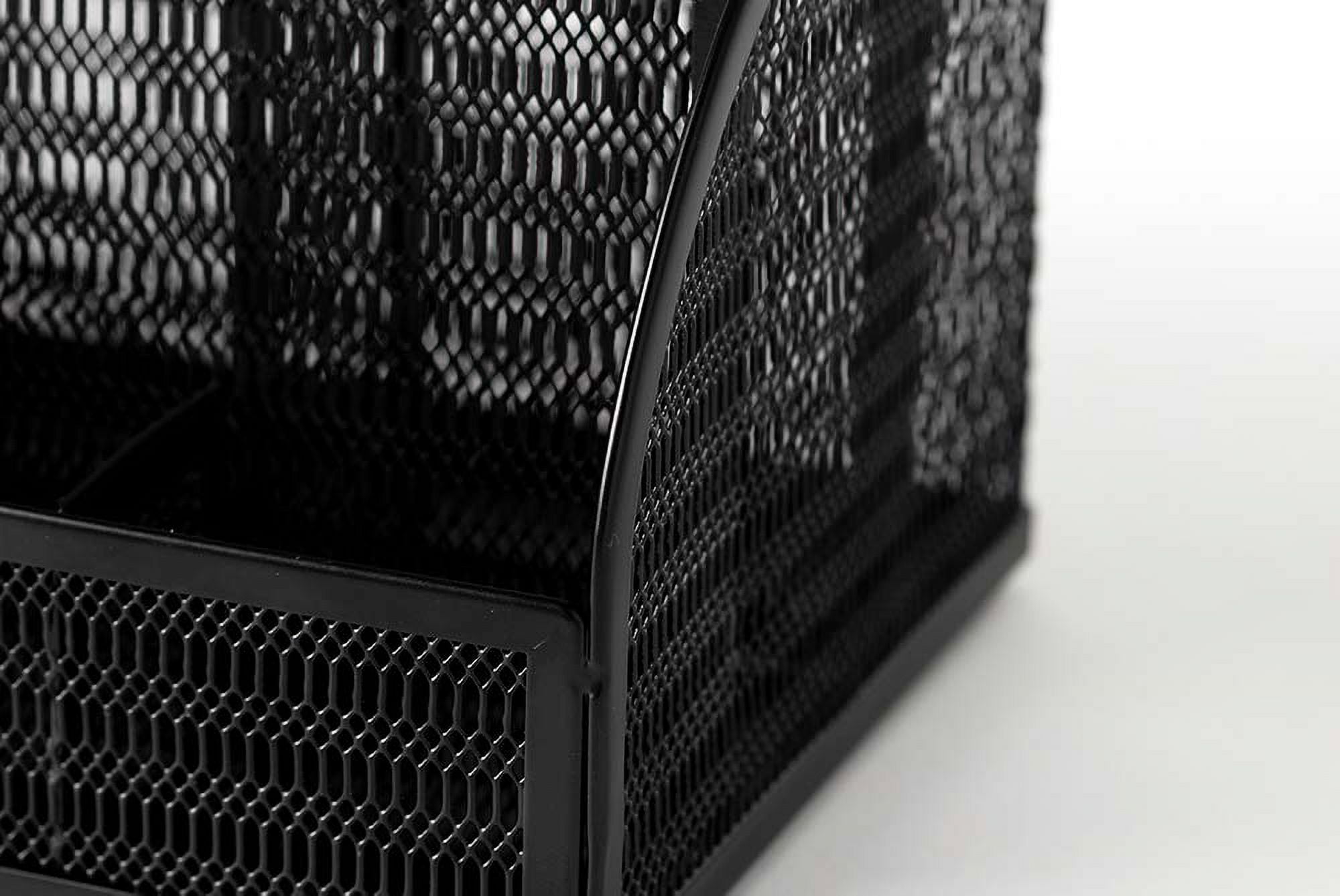 Designer Metal Desk Organizer - Metal with Black Finish - Desk Accessories - Unique Metal Mesh Design - Storage for Paper and Office Supplies