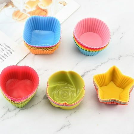 

B 7PCS 7pcs/lot Silicone Cake Cup Round Shaped Cupcake Baking Molds Cooking Cake Tools