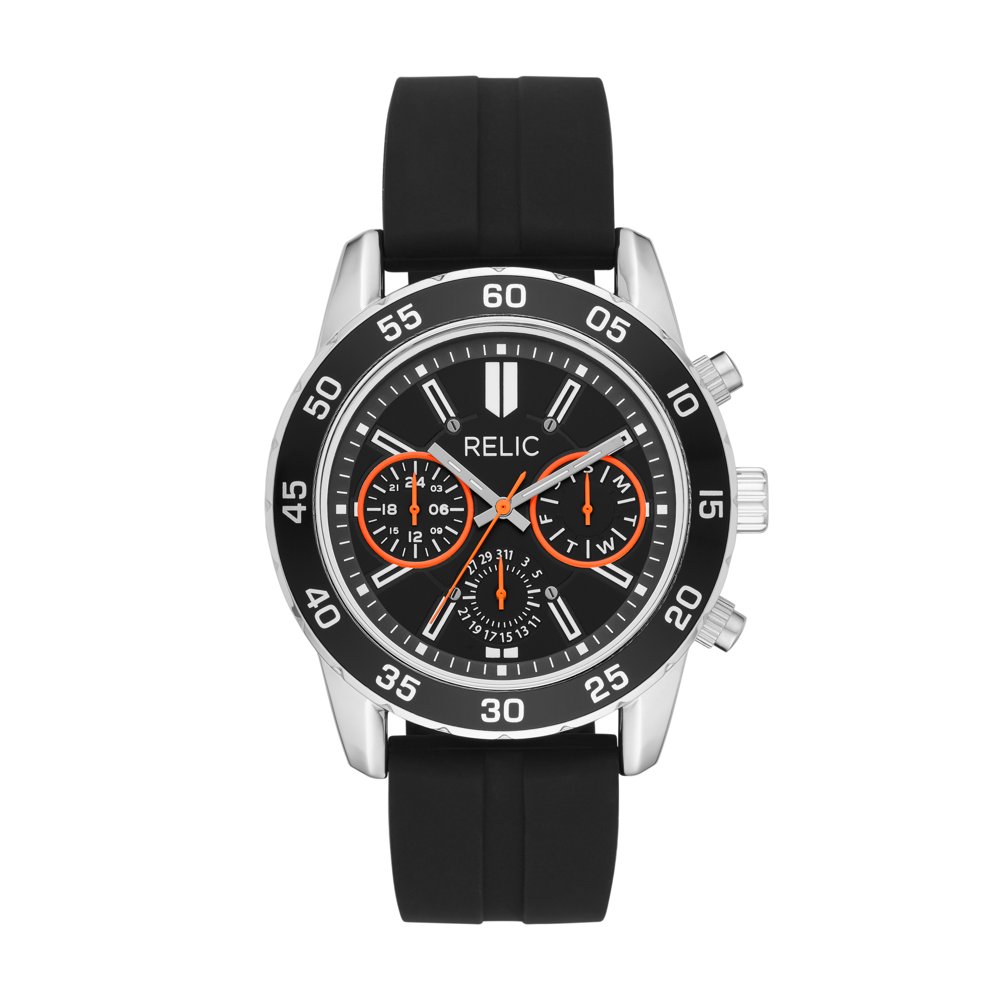 Relic Relic by Fossil Men's Charley Black Silicone Watch