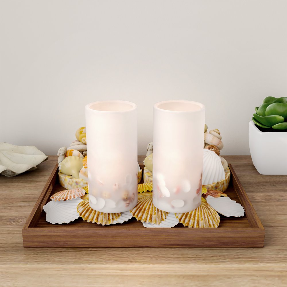 LED Seashell Candles with Remote ControlSet of 2 Nautical Realistic
