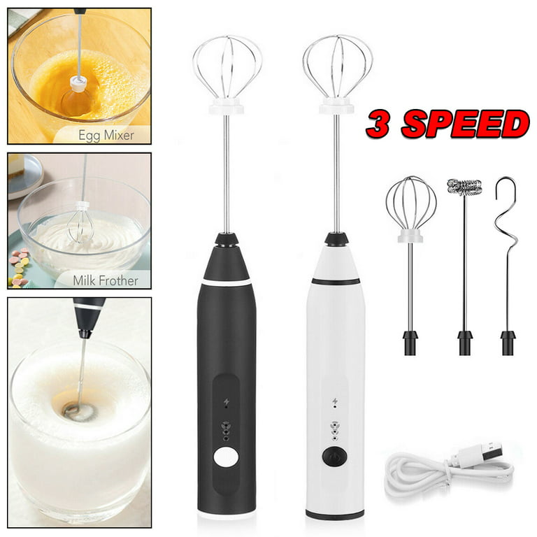 Milk Frother Handheld, USB Rechargeable 3 Speeds Electric Milk Foam Maker  Blender Mixer for Coffee,Hot Chocolate, Egg Whisks 