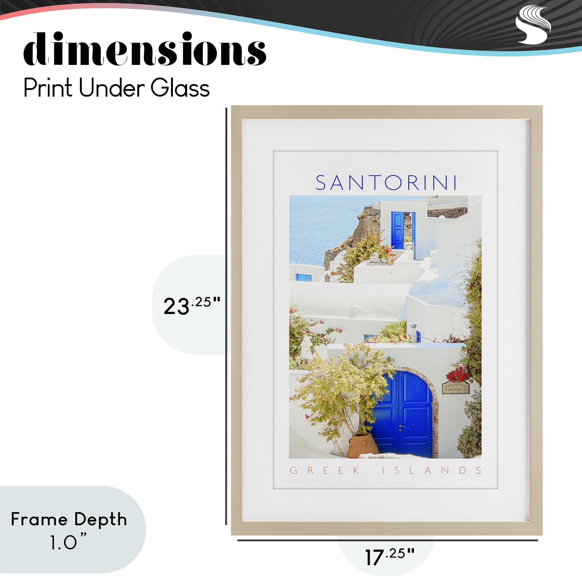 Stupell Industries Santorini Greek Islands Birch Framed Print Under Glass, design by Erin Marie