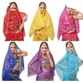 thumbnail image 3 of Belly Dance Headdress Saree Veil Performance Accessories Headchain Eyebrow Pendant Turban Veil, 3 of 6