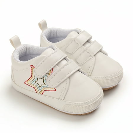 

Baby Boys Girls Soft Sole Sneakers Toddler PU Leather Crib Shoes Prewalkers