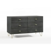 HomeRoots 51" Grey Manufactured Wood Six Drawer Double Dresser