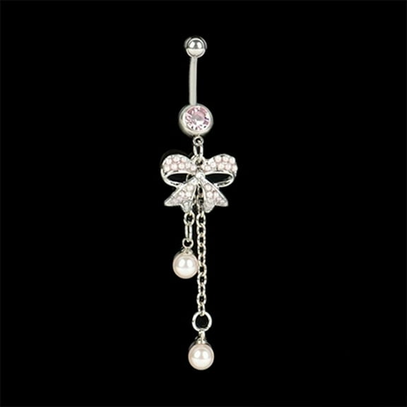 jiaroswwei Women Butterfly Dangle Ball Button Barbell Bar Body Piercing Belly Navel Ring