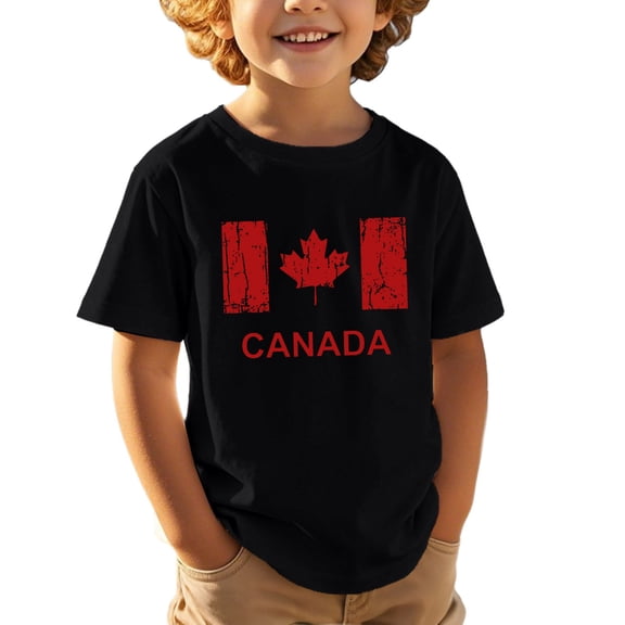 Byoo Toddler Boys Canada Flag Print T-Shirts Crew Neck Short Sleeve Casual Patriotic Summer Tshirt
