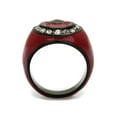 thumbnail image 3 of Stainless Steel Red and Black Ion Plated Crystal Masonic Freemason Ring Size 10, 3 of 5