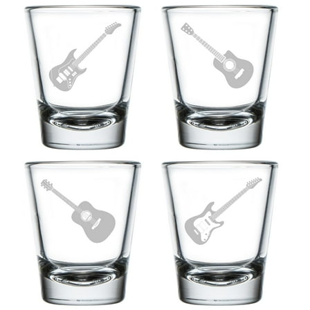 Set of 4 Shot Glasses 1.75oz Shot Glass Gift Guitar Collection