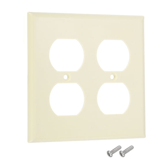 Uxcell 1Pcs Switch Plate Covers, Decorative ABS Outlet Cover, Paintable Electrical Wall Plug Light Switches Panel for Bathroom Bedroom Office, White(Quad)