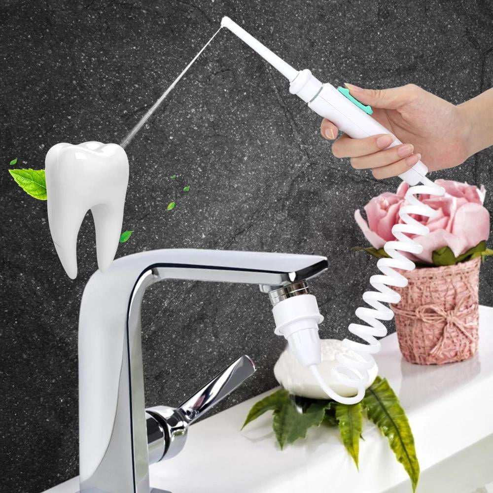 Faucet Water Jet Flosser Oral Irrigator with Toothbrush Connections Brush Heads 