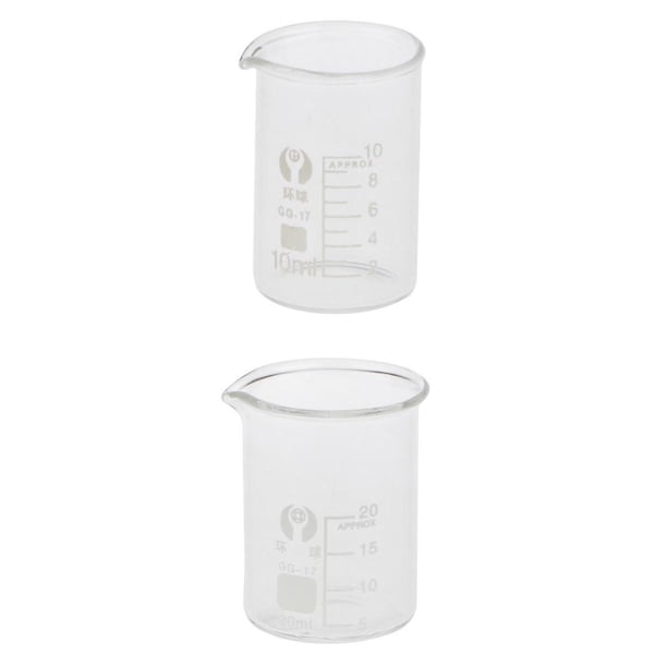 Vasos de precipitados de laboratorio de 2 piezas Vaso de medición de de laboratorio de forma baja, 10 ml y 20 ml