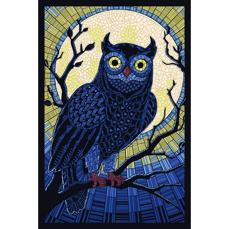 Owl, Paper Mosaic (12x18 Wall Art Poster, Room Decor) - Walmart.com