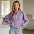 thumbnail image 6 of Womens Quarter Zip Pullover Oversized Corduroy Jacket Fll Winter Casual Sweatshirt Hoodies with Pockets XL, 6 of 8
