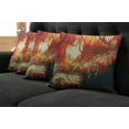 thumbnail image 2 of Ambesonne Fantasy Throw Pillow Cover 4 Pack, Modern Autumn Forest, 16", Orange Green, 2 of 6