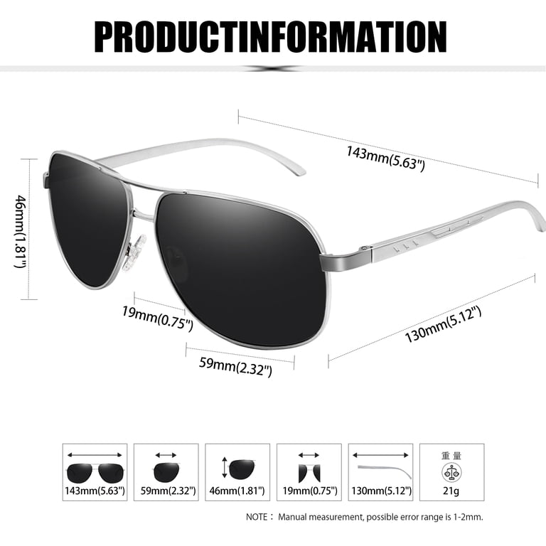 Kanastal Polarized Aviator Sunglasses, Black Lens Silver Frame photo 4