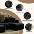 thumbnail image 4 of UBesGoo 112"W Cloud Sectional Couch, U-Shaped Corduroy Sofa with Movable Ottoman,Modern 3-Seats Modular Sofa for Living Room Small Space, Black, 4 of 11