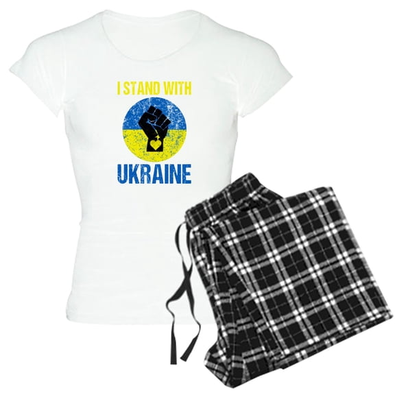 CafePress - Support Ukraine I Stand With Ukraine P Pajamas - Women's Short Sleeve Print T-Shirt and Pants Light Cotton Pajama Set