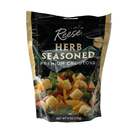 Reese Herb Seasoned Croutons, Whole Grain, 5.0 oz, Plastic Bag, Shelf Stable