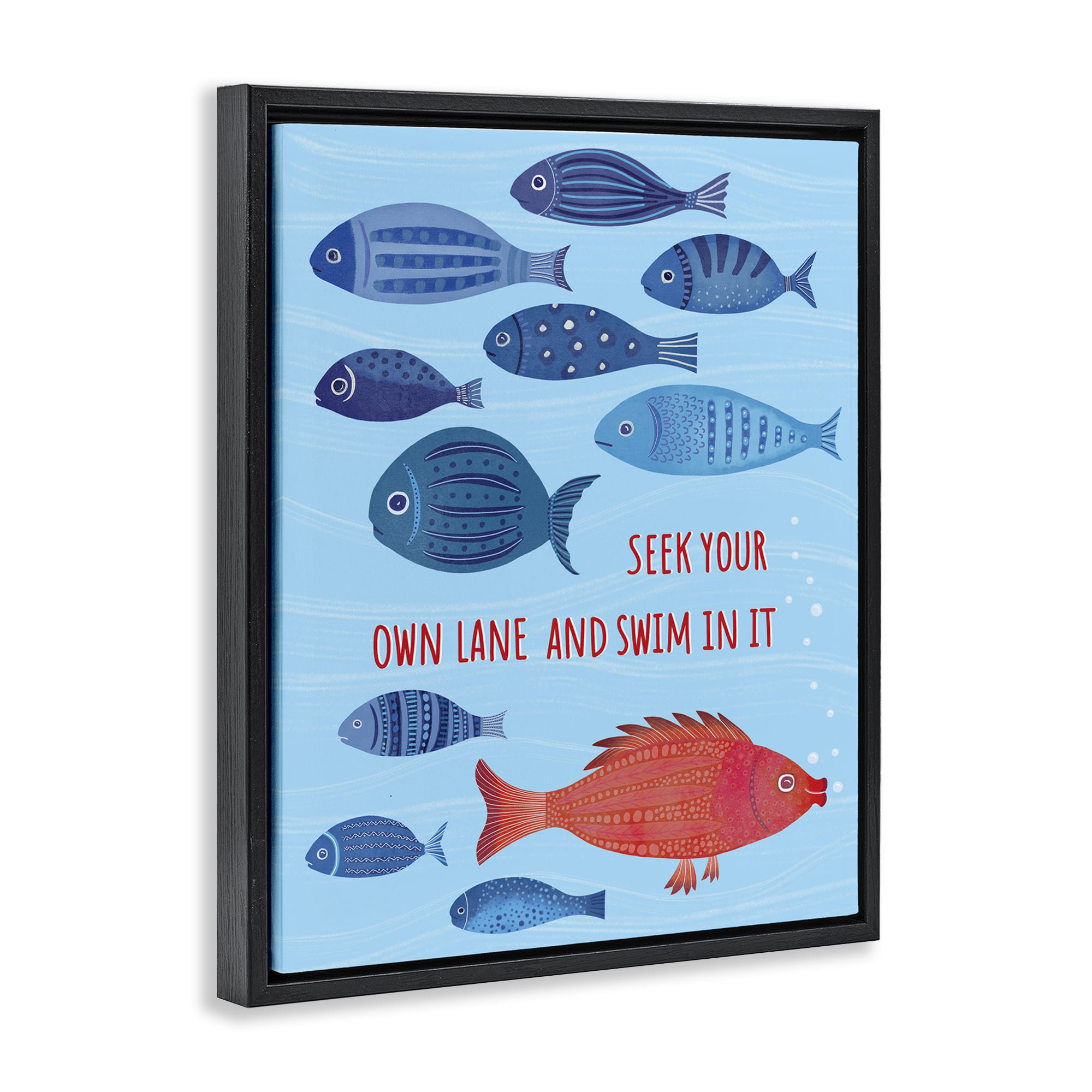 Stupell Industries Swim In Your Own Lane Nautical & Beach Painting Black Floater Framed Canvas Art Print Wall Art, 25 x 31