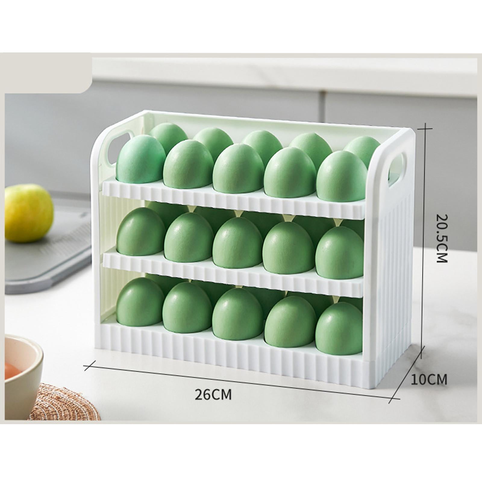 3 Tiers Eggs Holder for Refrigerator, Eggs Container Eggs Tray Bins Fridge Eggs Organizers for Countertop Pantry Kitchen Shelf Cabinet White