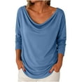 thumbnail image 2 of Guieoi Womens Tops Plus Size Women Solid Spring/Fall Plain Casual T-Shirt Long Sleeved Tops Blue Black*Friday/Cyber*Monday, 2 of 6