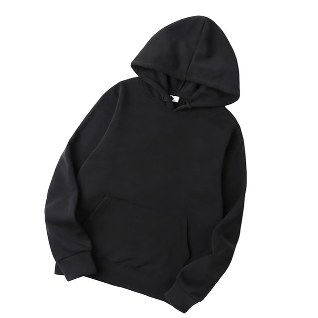 Qarigey Sudadera con capucha de algodón, sudadera con capucha unisex, sudadera con capucha unisex de algodón que absorbe el sudor Camisetas Negro L