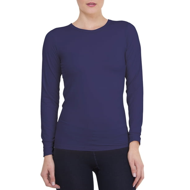 CAMISETA térmica doble felpa cuello redondo manga larga para Mujer