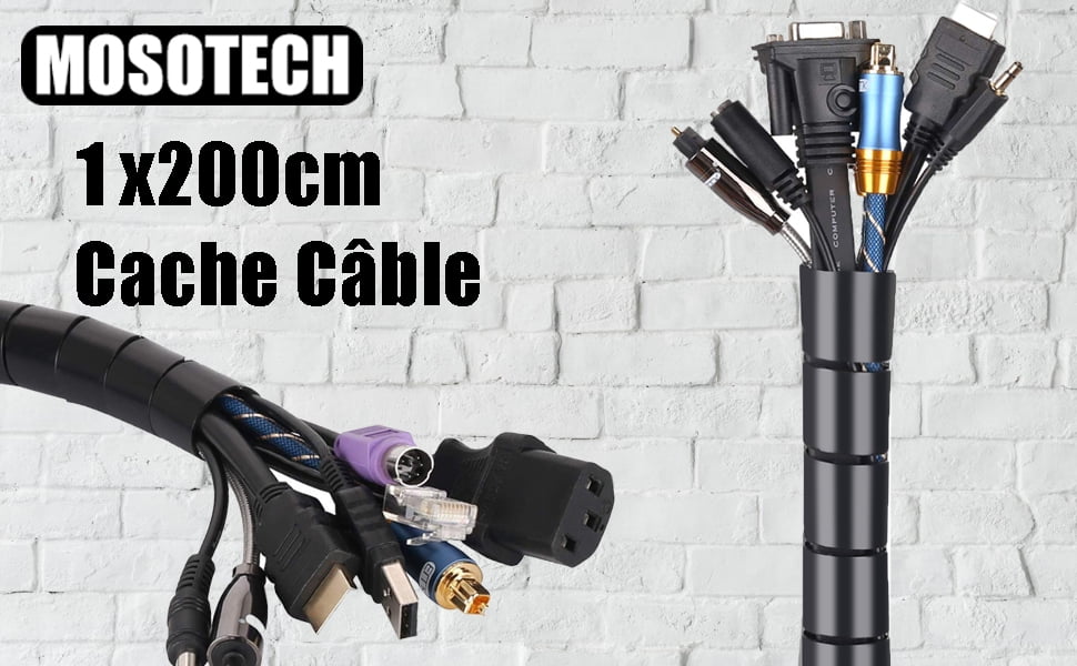 Cache Cable, 2m Gaine Souple Electrique Cable Management pour
