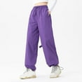 thumbnail image 5 of Stamzod Hiking Pants Women Outdoor Travel Camping Workout Cargo Pants Solid Color Stretch Waist Waterproof Pants Women Activewear Casual Loose Plus Size Pants with Pocket Purple C L, 5 of 8