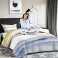 thumbnail image 4 of Ocean Blue and Beige Pastel King Size Comforter Set – 3 Piece King Comforter Set - Soft Microfiber All Season Comforter Set by Conrad’s Limited Collections, 4 of 5