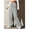 thumbnail image 4 of Women's High Waisted Drawstring Waist Wide Leg Sweatpants with Pockets Casual Loose Yoga Pants, 4 of 6