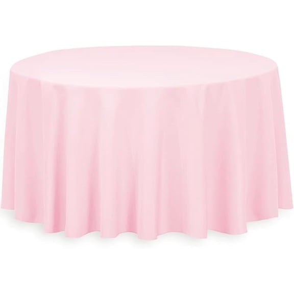 LTC Linens 120 in. Round Polyester Tablecloth - Pink for Wedding Party