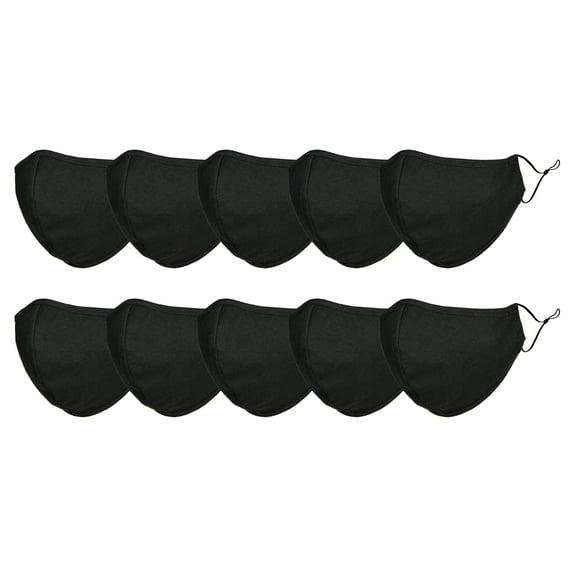 DALIX Cloth Face Mask Reuseable Washable in Black Made in USA (10 Pack)