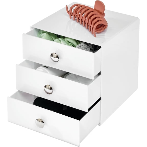 Sxpopstore Idesign 3-Drawer Plastic Vanity Organizer White