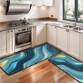 thumbnail image 3 of Kitchen Rugs Sets Of 2,Blue Gold Marble Pattern Anti Fatigue Kitchen Mat Rugs Non Slip Washable,Decorative Kitchen Floor Mats for Kitchen,Sink,Laundry,17"x47"+17"x47", 3 of 5