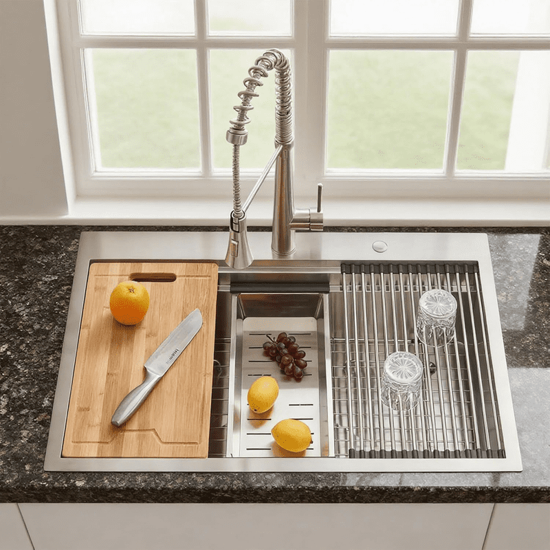 Kingo Home 33x22 inch Brushed Nickel Stainless Steel Drop-in Kitchen ...