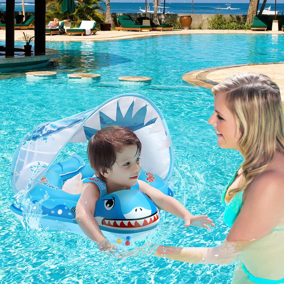 Toddler Pool Float with Canopy for 336 Months, Swimming Floaties for