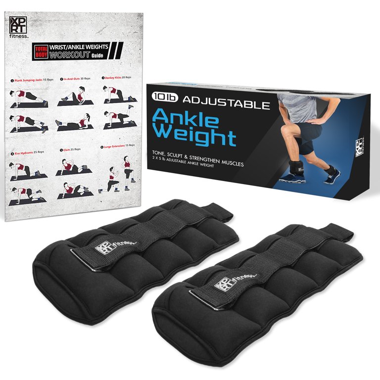 XPRT Fitness Adjustable Ankle Weights - 10 lbs - Walmart.com