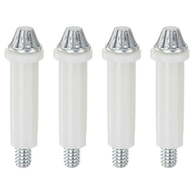Unique Bargains 4 Pcs Quincaillerie de Porte à Deux Volets Pivot Inférieur Réglable Kit de Pivot Inférieur de Porte à Double Pliage pour Porte à Pochette Pliante. Quatre pivots Inférieurs Durables en Acier et Plastique avec bases Filetées et Hauts Texturés, Idéal pour Réparer Ou Installer des Portes à Double Pliage pour Garde-Robe, Armoire et Portes Coulissantes. Convient aux Portes de Garde-Robe de 1 à 1-3/8 Pouces d'Épaisseur.