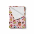 thumbnail image 2 of Pink Soft Flannel Fleece Blanket, Kitchen Cupcakes Muffins Strawberries and Cherries Food Eating Sweets Print, Cozy Plush for Indoor and Outdoor Use, 70" x 90", Pale Pink and Brown, by Ambesonne, 2 of 6
