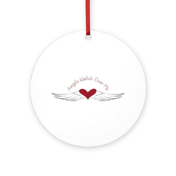 CafePress - Angels Watch -  Round Wood Ornament 4"