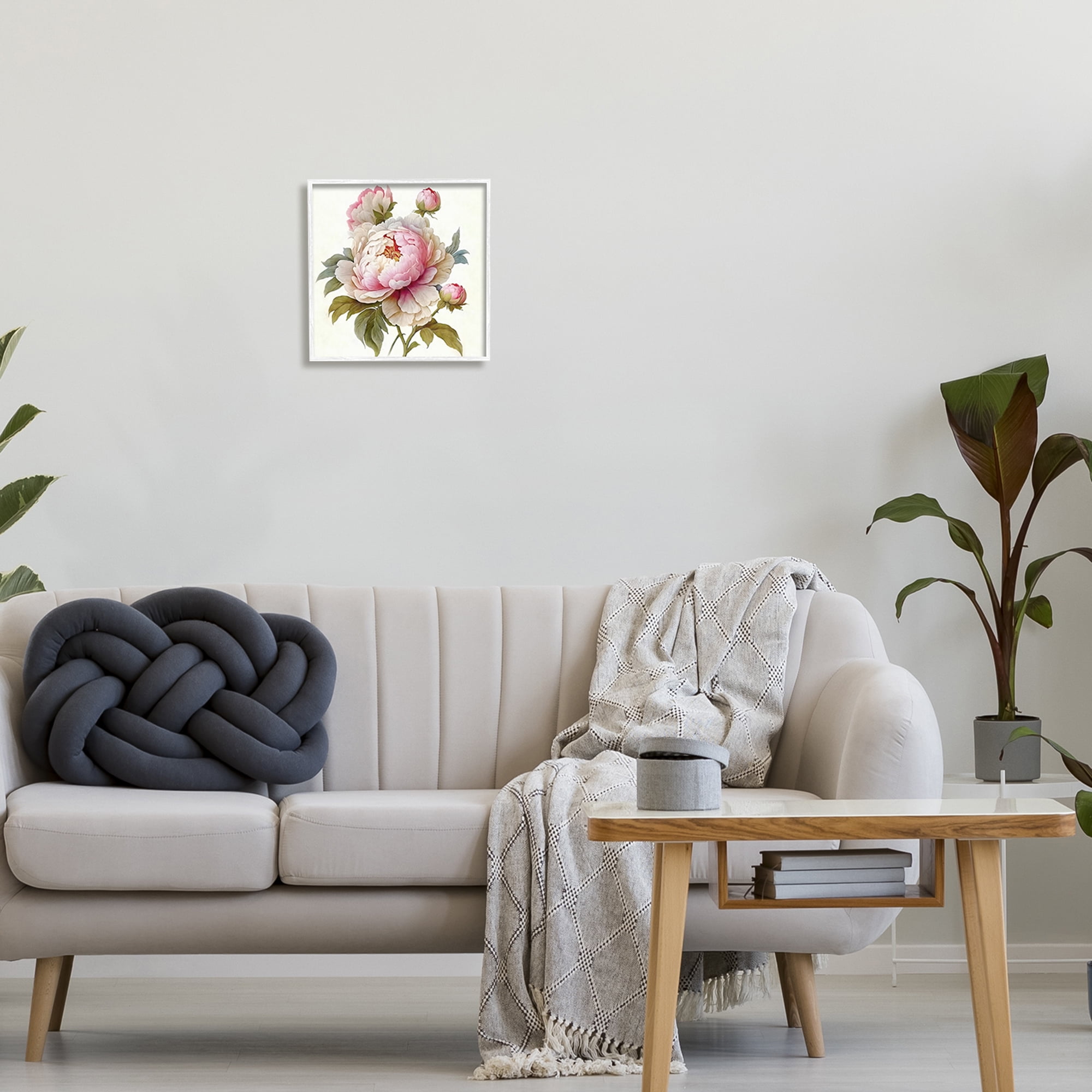 Stupell Industries Detailed Pink Peony Flower Buds Botanical & Floral Painting White Framed Art Print Wall Art