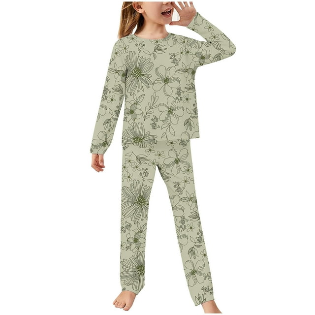 Odeerbi 2-14 Años Pijamas de Manga Larga Para Niños Y Niñas Pantalones Y Ropa de Dormir Con Estampados Suaves Franela Pijamas de Dos Piezas